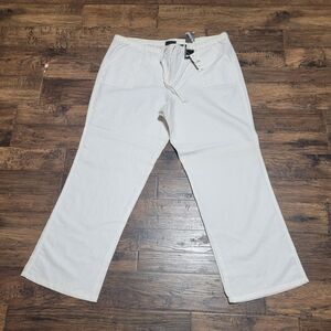 New York & Company WHITE Linen-Blend Trousers